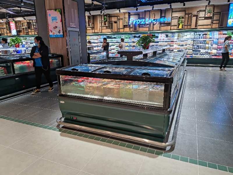 Case of semi transparent supermarket freezer